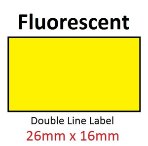 Price Gun Labels Double Line - 26mm x 16mm Fluorescent Yellow -  10 Rolls